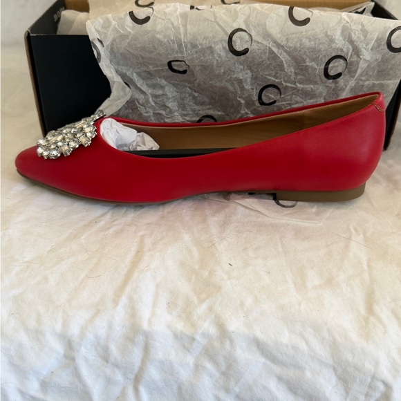 Naturalizer Red Suede with Rhinestones Flats - Picture 2 of 5